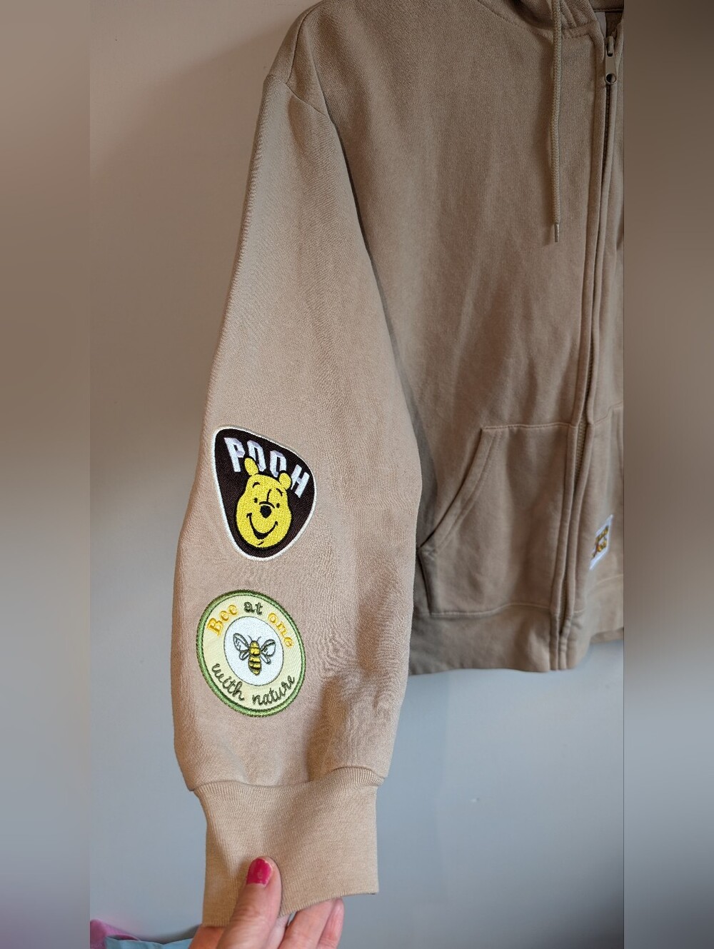 Disney Beige Hoodie with Yellow Winnie the Pooh Patch - Picture 3 of 8